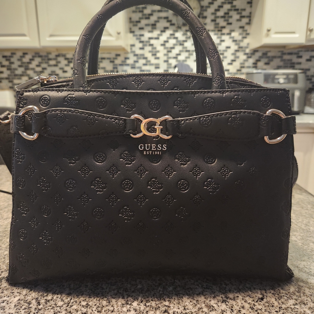 GUESS Black Embossed Women's Handbag